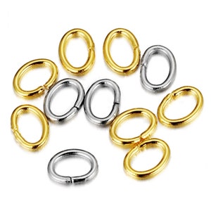 100Pcs Oval Jump Rings Gold Silver Stainless Steel Jump Rings Egg Shape Bulk Wholesale, Tarnish Free Jewelry Findings for Jewelry Making