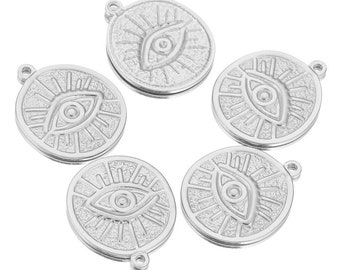 Stainless Steel Eye Pendant, Eye Charm, Evil Eye Charms, Stainless Steel Necklace Pendant, DIY Charm Supplies 16x20mm 14x29mm