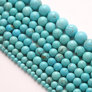 1 Strand 4mm 6mm 8mm 10mm Turquoise Gemstone Beads, Natural Blue Turquoise Stone, Loose Gemstone Beads, DIY Bead Supplies