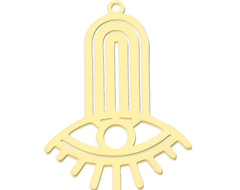 Stainless Steel Laser Cut Evil Eye Pendant, Eye Charm, Gold Eye Earring Pendants, DIY Necklace Charms Jewelry Making 34x25mm