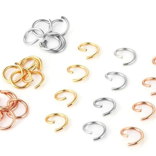 100/200Pcs 3/4/5/6/8/10mm Stainless Steel Jump Rings, DIY Jewelry Findings Open Jump Rings for jewelry making, Gold Jump Rings