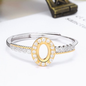 1Pcs 4x6mm 6x8mm Setting 925 Sterling Silver Ring Blanks, Micro Pave Ring Blank Base for Flat Back Cabochon DIY Prong Ring Bezel
