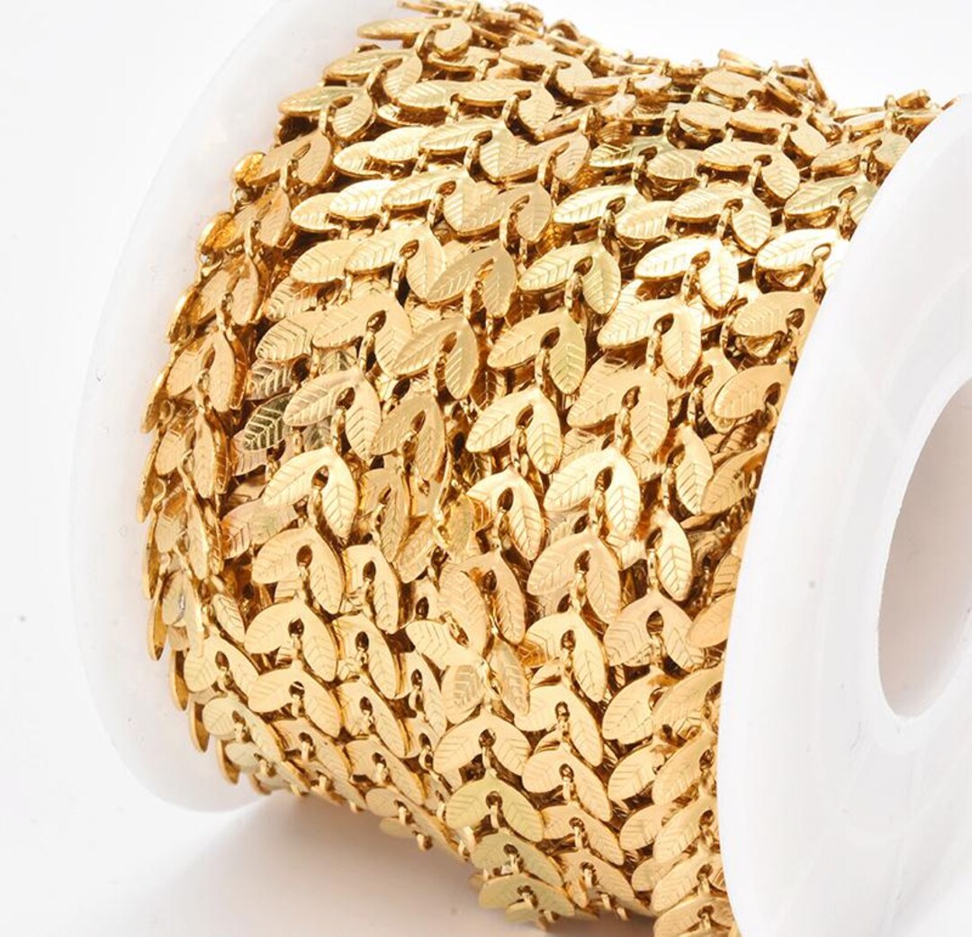 Stainless Steel Leaf Chain, Gold Necklace Chains, Mini Leaves Link ...