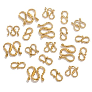 10pcs Stainless Steel S Hooks, M Hooks, Necklace Connector Hook, Gold S Hook Clasp, Jewlery Findings Supplies