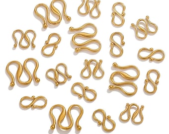10pcs Stainless Steel S Hooks, M Hooks, Necklace Connector Hook, Gold S Hook Clasp, Jewlery Findings Supplies