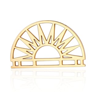 Stainless Steel Laser Cut Sun Pendant, Sun Charm, Gold Half Round Sun Pendants, DIY Necklace Charms Jewelry Making 29x17mm