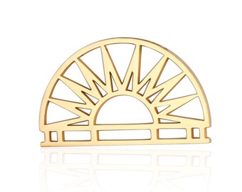 Stainless Steel Laser Cut Sun Pendant, Sun Charm, Gold Half Round Sun Pendants, DIY Necklace Charms Jewelry Making 29x17mm