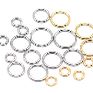 100Pcs Stainless Steel Jump Rings, 3/4/5/6/8mm Gold Jump Rings Wholesale, Tarnish Free Jewelry Findings Supplies for Jewelry Making