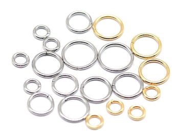 100 Stück Edelstahl-Biss-Ringe, 3/4/5/6/8 mm Gold-Biss-Ringe Großhandel, trübefreie Schmuckzubehör für die Schmuckherstellung
