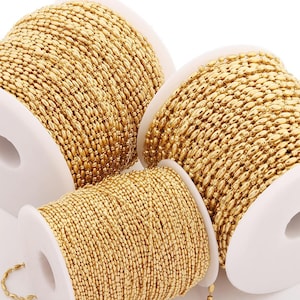 Catena di perline in acciaio inossidabile da 2/5 metri, 1,5 mm, 2,4 mm, 3,0 mm, catena a maglie in bambù color oro resistente all&#39;ossidazione per la creazione di collane e braccialetti