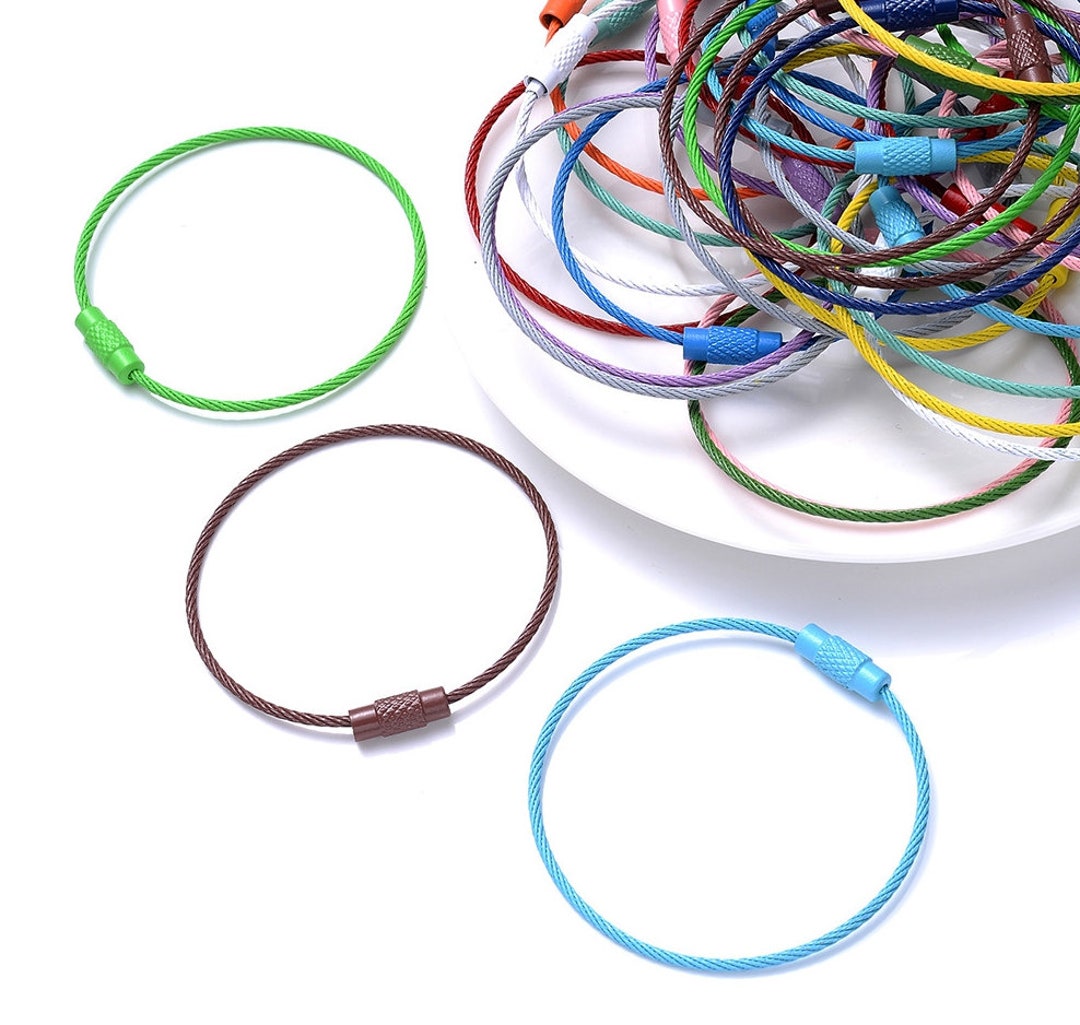 10pcs Wire Key Ring, 50mm Stainless Steel Wire Rope Key Chain, Round