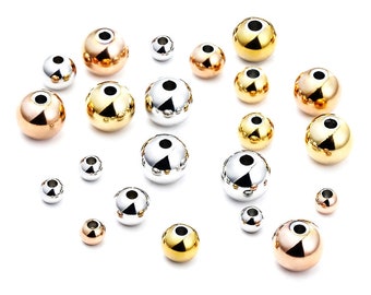 100Pcs 3mm 4mm 5mm 6mm 8mm 10mm Stainless Steel Spacer Beads, Gold Ball Beads, Black Ball Beads Jewelry Findings Wholesale Supplies