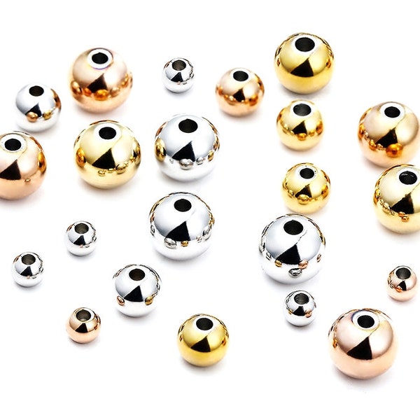 100Pcs 3mm 4mm 5mm 6mm 8mm 10mm Stainless Steel Spacer Beads, Gold Ball Beads, Black Ball Beads Jewelry Findings Wholesale Supplies