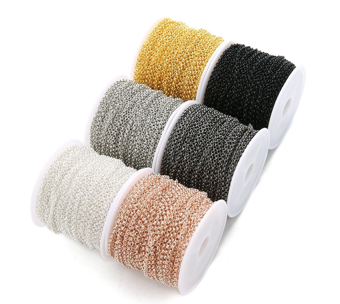 Chain Rol 1 Roll 9 Meters Necklace Chains, Rolo Chain, Round Cable Link Chain for ...