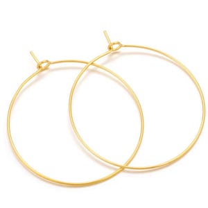 50Pcs 20mm 25mm 30mm 35mm 40mm Stainless Steel Hoop Earring Blanks, Gold Circle Hoop Earrings DIY Jewelry Making Ear Hooks