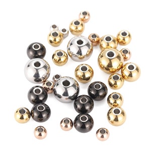 100Pcs 3mm 4mm 5mm 6mm 8mm 10mm Stainless Steel Spacer Beads, Gold Ball Beads, Black Ball Beads Jewelry Findings Wholesale Supplies zdjęcie 7