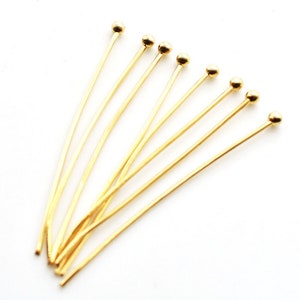 100pcs 16/20/25/30/35/40/45/50mm Stainless Steel Ball Pin, Gold Head Pins, Jewelry Pins, Beading Pins for Making Jewelry