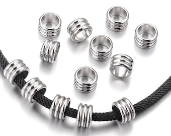 30Pcs Stainless Steel Drum Beads, Tube Spacer Pendant, Stainless Steel Bracelet Bead, Drilled Tube Bead for Jewelry Making 5mm 6mm 7mm 8mm
