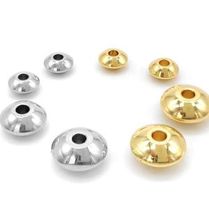 20/30/50Pcs 3mm 4mm 5mm 6mm 8mm Stainless Steel Bicone Spacer Beads, Gold Saucer Beads, Steel Spacers Jewelry Findings Wholesale Supplies