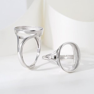1 st 4 x 6 mm 5 x 7 mm 8 x 10 mm 10 x 14 mm 15 x 20 mm ringämnen med bezel, justerbara ringfattningar i massivt 925 sterlingsilver för ädelstenar, ringbas i guld