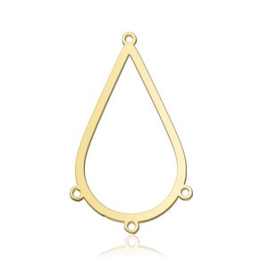 May include: Gold teardrop shaped pendant with four jump rings. The pendant is hollow and has a smooth finish.