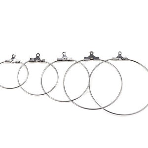 30Pcs 20mm 25mm 30mm 35mm 40mm Stainless Steel Hoop Earring Blanks, 316L Ear Loops, French Wire Hoop Earring, DIY Jewelry Making Ear Hooks