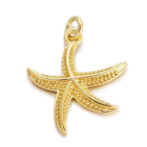 4 Stück Gold Seestern Anhänger, Seestern Charm, Messing Seestern Anhänger, Seestern Charms, DIY Schmuckzubehör 8.7 x 13 mm