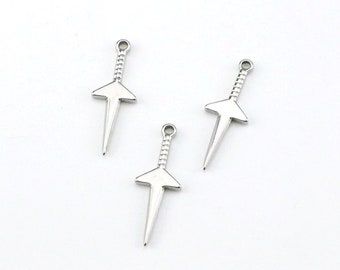 Roestvrijstalen lasergesneden zwaardhanger, minizwaardbedels, doe-het-zelf kettingbedels Sieraden maken 14 x 40 mm
