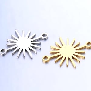 6Pcs Stainless Steel Sun Pendant, Sun Charm, Sun Connector Charms, Stainless Steel Sun Necklace Pendant, DIY Charm 14.5x19mm
