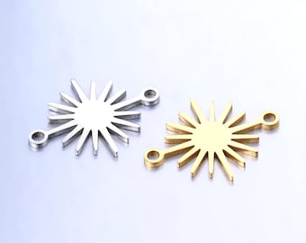6Pcs Stainless Steel Sun Pendant, Sun Charm, Sun Connector Charms, Stainless Steel Sun Necklace Pendant, DIY Charm 14.5x19mm