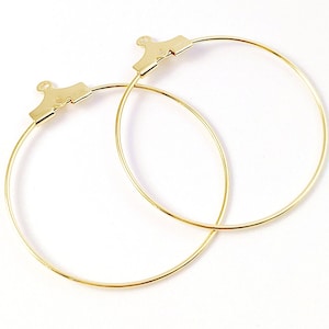 10Pcs 30mm 35mm Hoop Earring, 18K Gold Hoop Earring Blanks, Gold Circle Hoop Earrings DIY Jewelry Making Ear Hooks