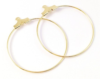 10Pcs 30mm 35mm Hoop Earring, 18K Gold Hoop Earring Blanks, Gold Circle Hoop Earrings DIY Jewelry Making Ear Hooks