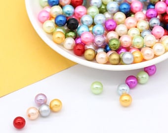50/100/400Pcs 3mm 4mm 5mm 6mm 8mm 10mm 12mm Colored Acrylic Imitation Pearl Beads, Bracelet Round Beads For DIY Craft Jewelry Making No Hole