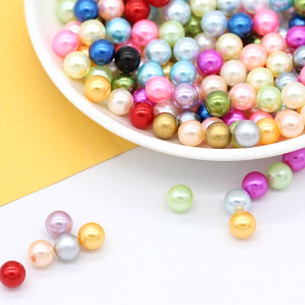 50/100/400 pièces 3mm 4mm 5mm 6mm 8mm 10mm 12mm perles d'imitation acrylique colorées, Bracelet perles rondes pour la fabrication de bijoux artisanaux sans trou