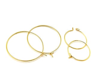 50Pcs 20mm 25mm 30mm 35mm 40mm Stainless Steel Hoop Earring Blanks, Gold Circle Hoop Earrings DIY Jewelry Making Ear Hooks