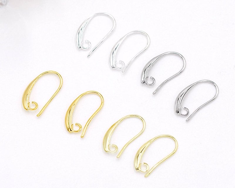 10 Stück 18K Gold Ohrhaken, 19x11mm Sterling Silber überzogene Messing Französisch Ohrring Haken, offene Schleife Ohrdraht, handgemachte Schmuckzubehör