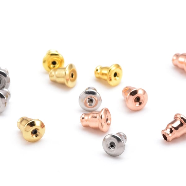 X10 Earrings Gold Metal Plug Stud Stoppers Findings Post Back - Foto 9