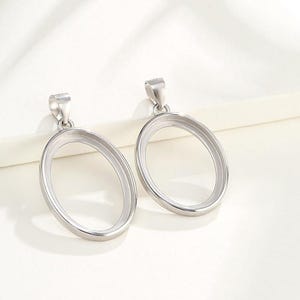 1個 複数サイズ シンプル ソリッド 925 スターリングシルバー 楕円形 カボション ベゼルセッティング DIY 宝石ペンダントトレイ