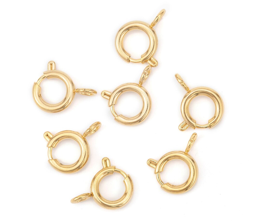 6pcs Stainless Steel Round Spring Clasp, Carabiner Clasp, Gold Spring ...
