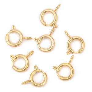 6Pcs Stainless Steel Round Spring Clasp, Carabiner Clasp, Gold Spring Gate Ring Toggle, Push Gate Ring, Necklace Clasp