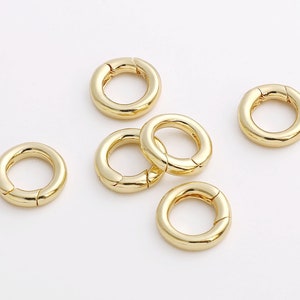 2Pcs 13mm Gold Spring Gate Ring, Push Gate Ring, Round Circle Ring Key Clasp Charm Holder, Gold Clasp for Jewelry Making