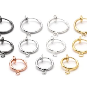 10Pcs 11mm 13mm 15mm Brass Hoop Earring Blanks, Clip On Hoop Earrings, Gold Plated Hoop Earring, DIY Jewelry Making Ear Hooks