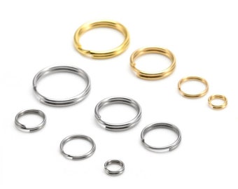 100Pcs 4/5/6/8/10/12mm Stainless Steel Split Rings, Double Jump Rings, DIY Jewelry Findings for jewelry making, Gold Jump Rings