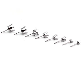 30pcs 4mm5mm 6mm 8mm 316 in acciaio inossidabile diamante orecchino post, 6 prong posts orecchino stud setting, post blanks per la realizzazione di gioielli fai-da-te