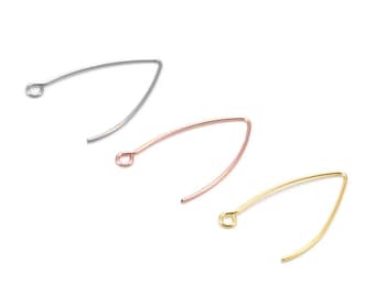 50pcs 30mm 40mm Stainless Steel V Shape Ear Hooks, Gold V Hooks for Making Earrings, Frech Hooks, Steel Hook Findings