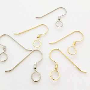 50pcs 20x25mm 316L Stainless Steel Ear Hooks, End Loop Earring Hook, Large Loop Ear Hooks, French Ear Wires, Jewlery Findings Supplies