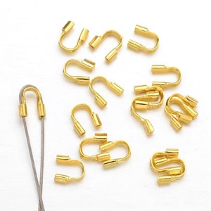 50pcs 5x4mm Stainless Steel Wire Guardians, U Shape Wire Protectors, Gold Plated, Jewlery Findings Supplies