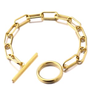 Stainless Steel Toggle Clasp Link Chain Bracelet, Gold Plated Bracelet, Oval Links Bracelet, Jewelry Findings Supplies
