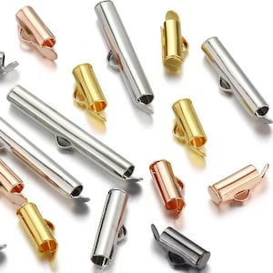 10 pièces en acier inoxydable à glissière sur fermoir d'extrémité embouts de curseur de tube, clips de curseur de tube, fermoir d'extrémité à sertir, fermoir chaîne à billes pour tube coulissant sans ternissement