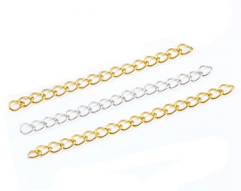 50Pcs 50mm Stainless Steel Extension Chain, Necklace end Chain, Extender, 3x4mm Chain for Jewlery Findings Supplies